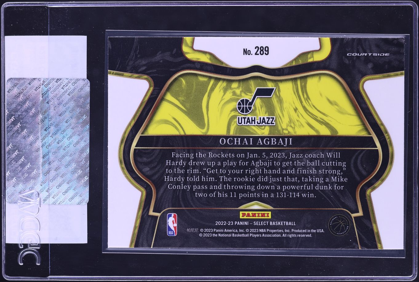 2022 Select Courtside Ochai Agbaji ROOKIE #289 CGC AUTH