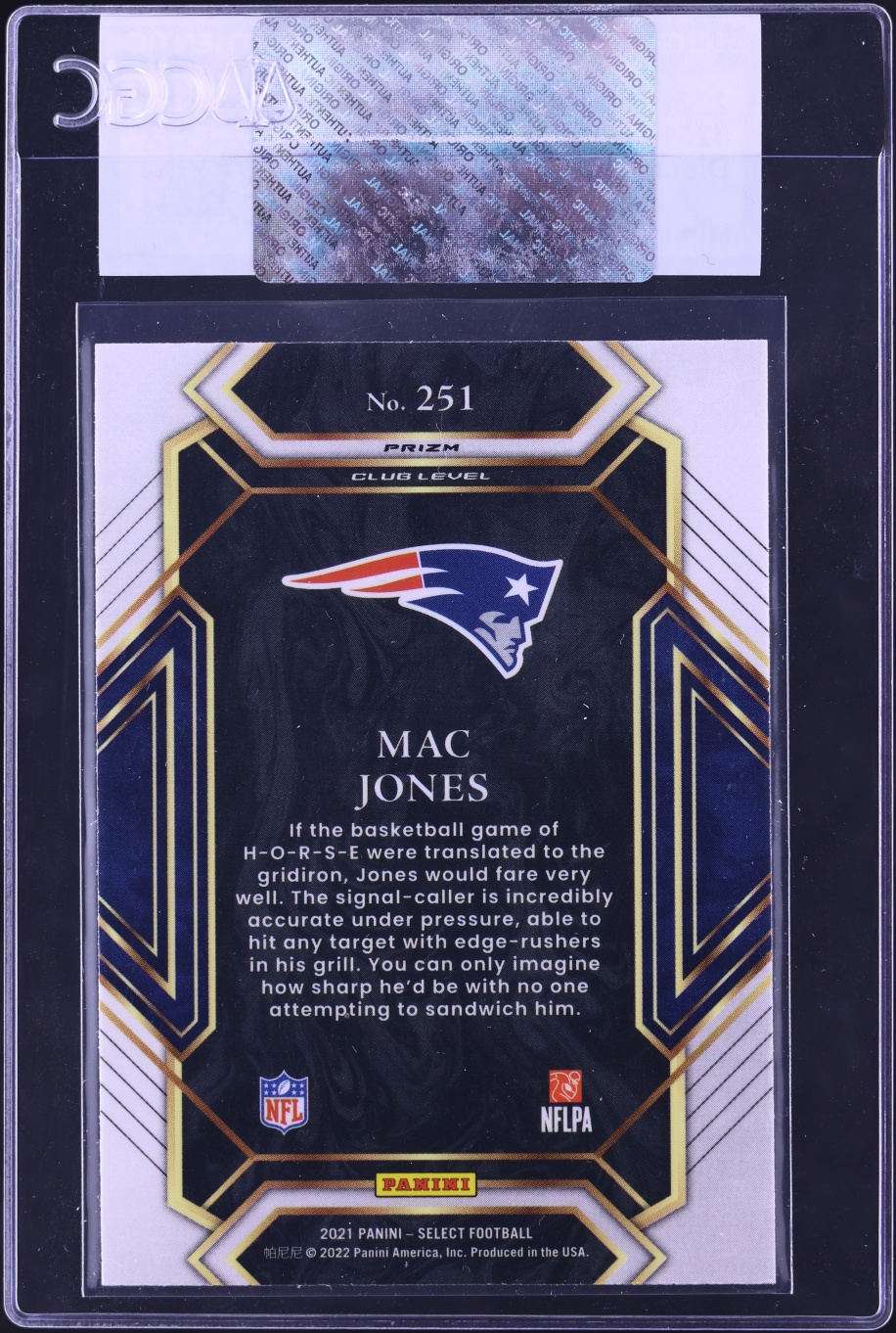 2021 Select Club Level Disco Mac Jones ROOKIE #251 CGC AUTH