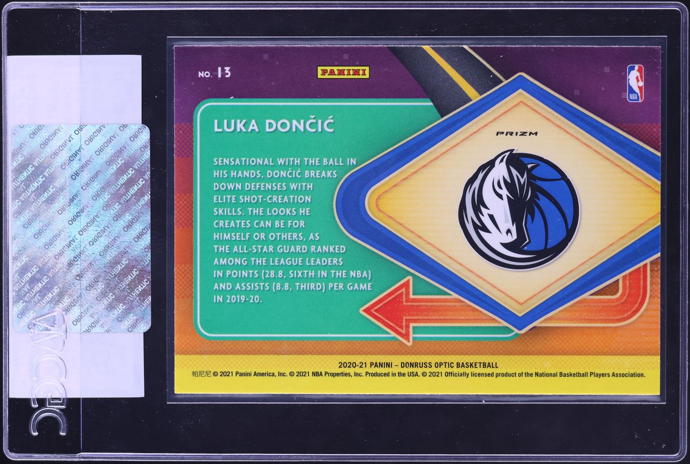 2020 Donruss Optic Express Lane Purple Luka Doncic #13 CGC AUTH