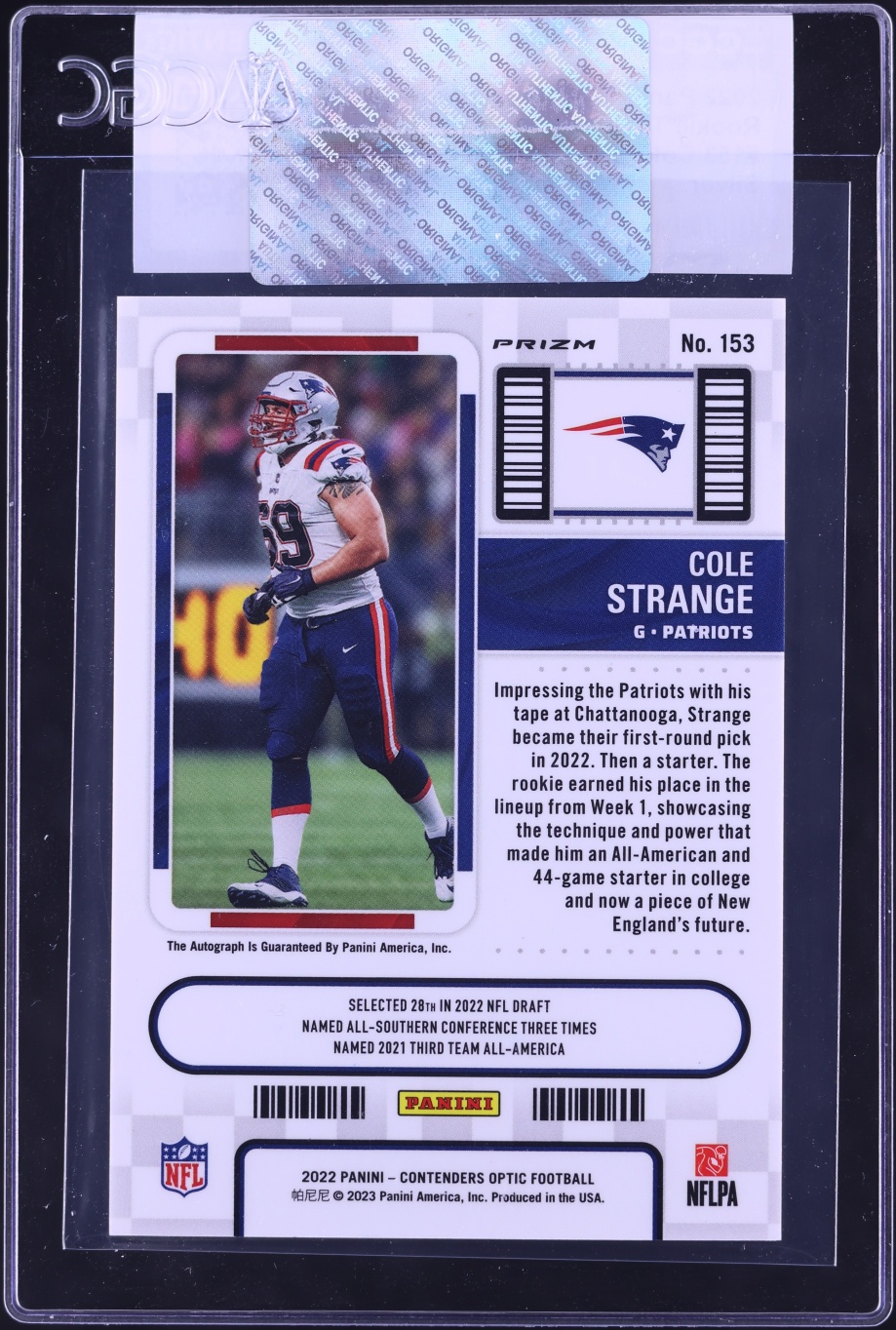 2022 Panini Contenders Optic Ticket Silver Cole Strange ROOKIE AUTO #153 CGC AUTH