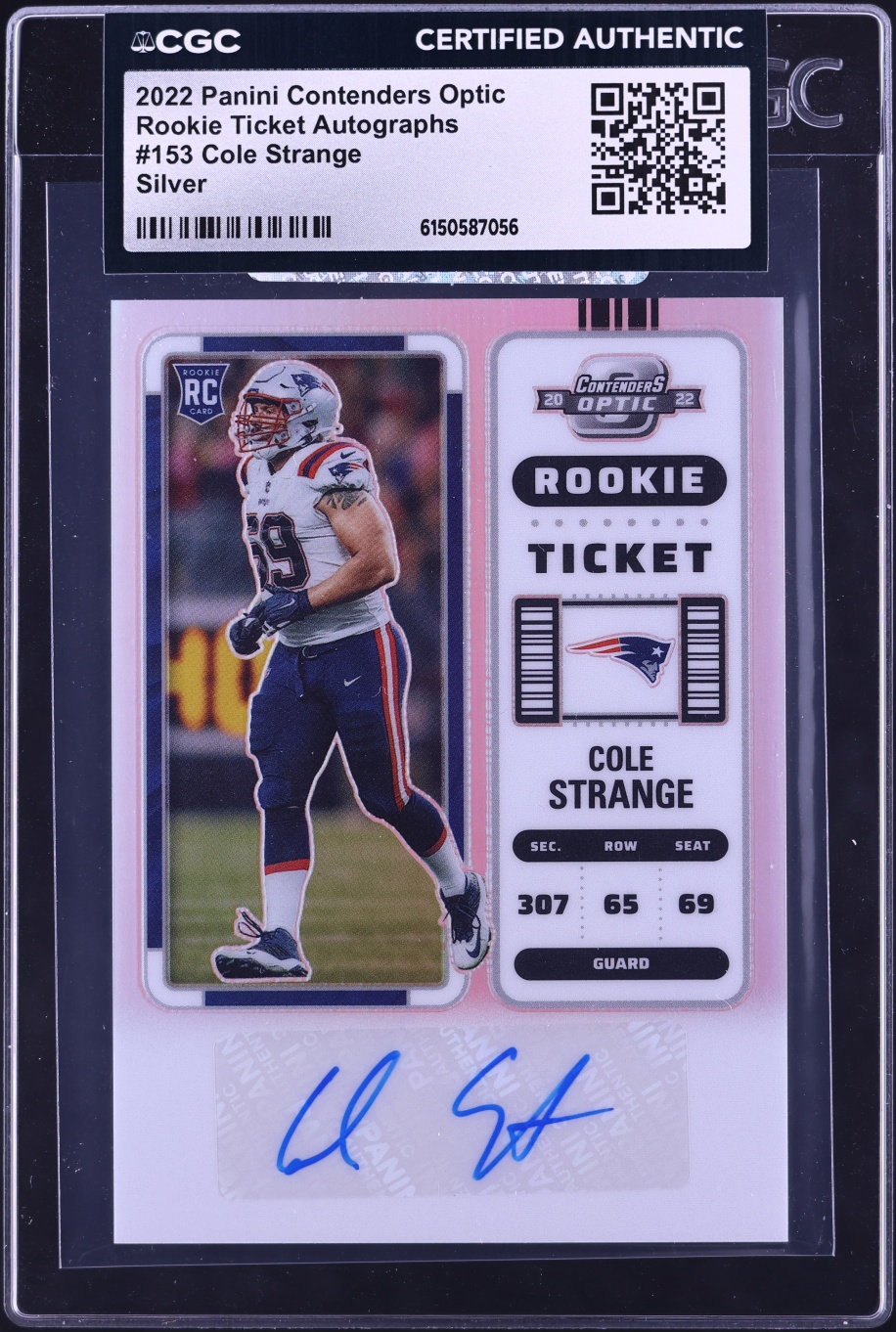 2022 Panini Contenders Optic Ticket Silver Cole Strange ROOKIE AUTO #153 CGC AUTH