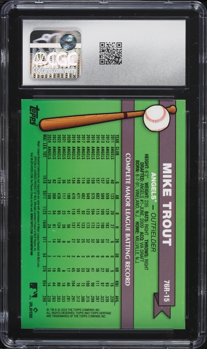 2025 Topps Heritage '76 Redefined Holographic Mike Trout #76R-15 CGC 10 GEM MINT
