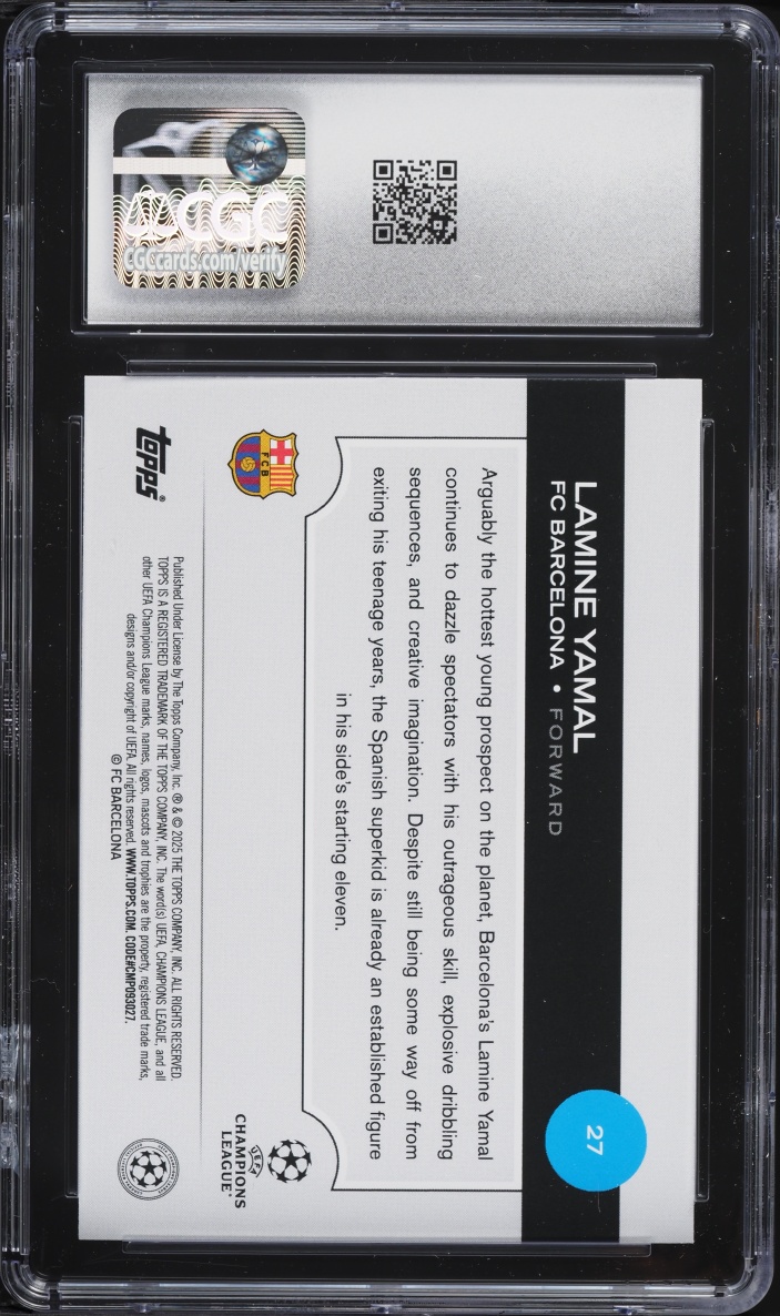 2024 Topps UEFA Club Competitions Lamine Yamal ROOKIE #27 CGC 10 GEM MINT
