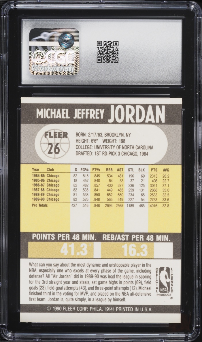 1990 Fleer Basketball Michael Jordan #26 CGC 9 MINT