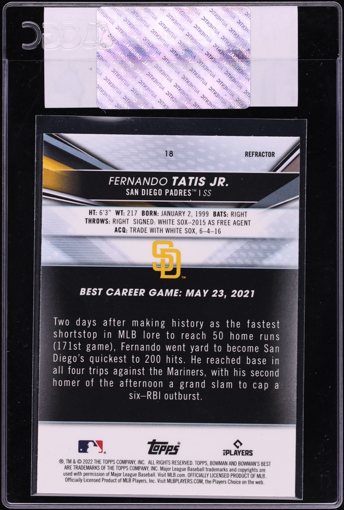 2022 Bowman's Best Refractor Fernando Tatis Jr. #18 CGC AUTH