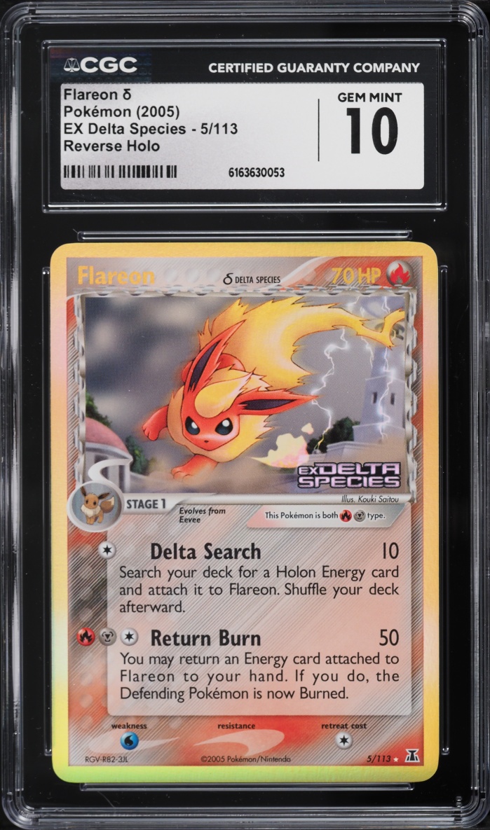 2005 Pokemon EX Delta Species Reverse Holo Flareon #5 CGC 10 GEM MINT