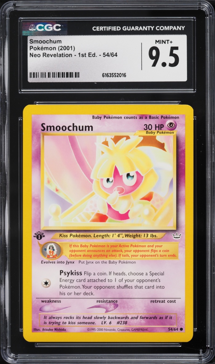 2001 Pokemon Neo Revelation 1st Edition Smoochum #54 CGC 9.5 MINT+