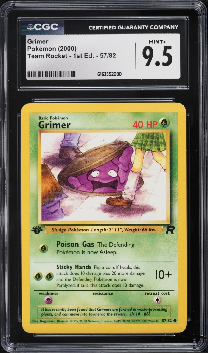 2000 Pokemon Team Rocket 1st Edition Grimer #57 CGC 9.5 MINT+