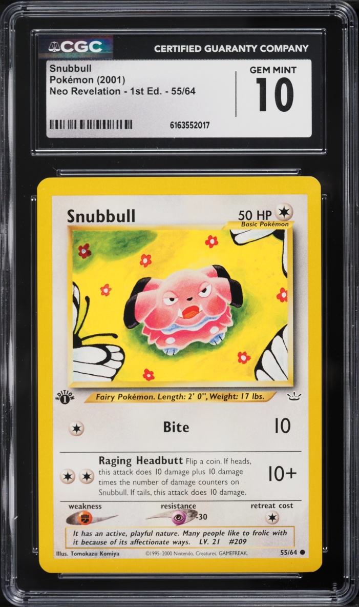 2001 Pokemon Neo Revelation 1st Edition Snubbull #55 CGC 10 GEM MINT