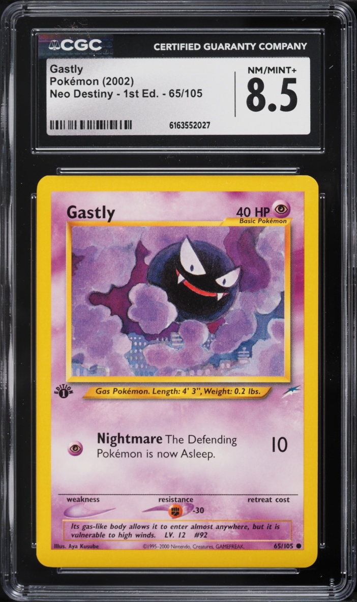 2002 Pokemon Neo Destiny 1st Edition Gastly #65 CGC 8.5 NM-MT+