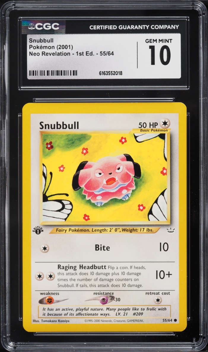 2001 Pokemon Neo Revelation 1st Edition Snubbull #55 CGC 10 GEM MINT