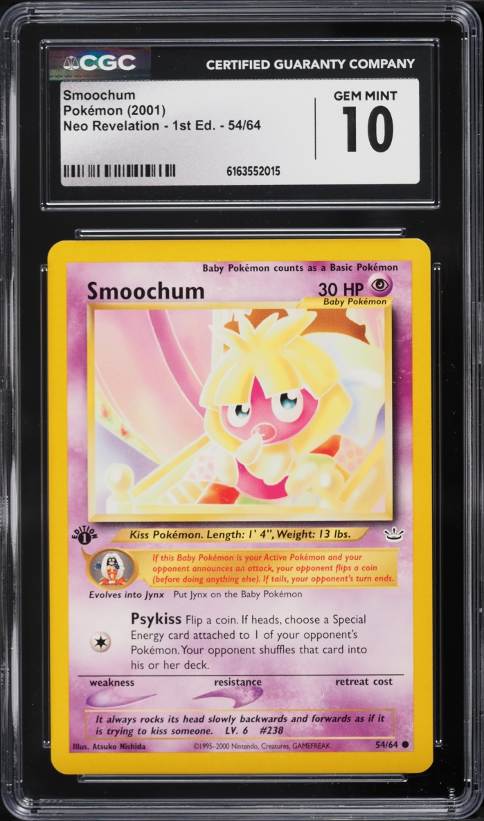 2001 Pokemon Neo Revelation 1st Edition Smoochum #54 CGC 10 GEM MINT