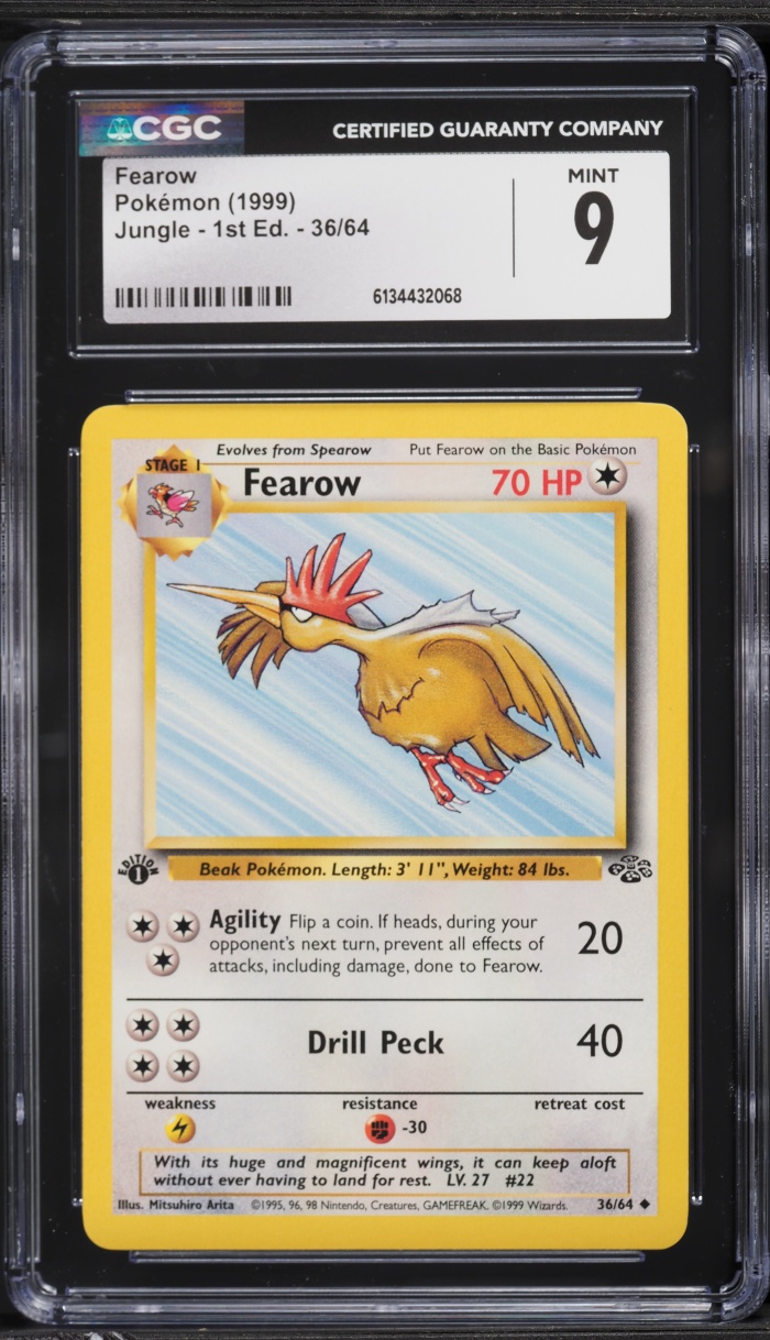 1999 Pokemon Jungle 1st Edition Fearow #36 CGC 9 MINT