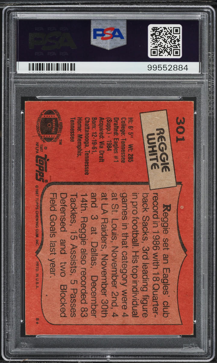 1987 Topps Football Reggie White #301 PSA 5 EX