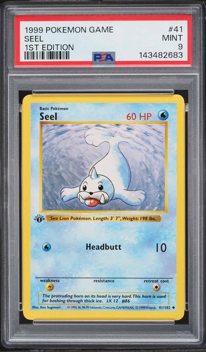 1999 Pokemon Base Set Shadowless 1st Edition Seel #41 PSA 9 MINT