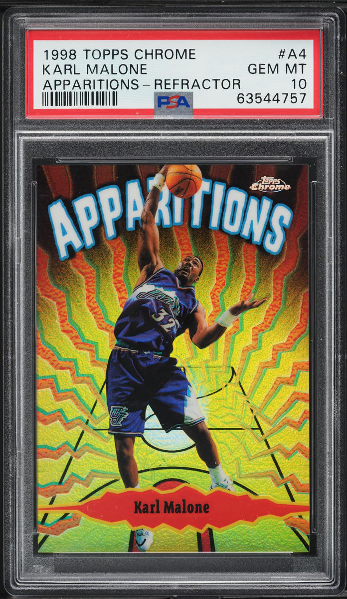 1998 Topps Chrome Apparitions Refractor Karl Malone /100 #A4 PSA 10 GEM MINT