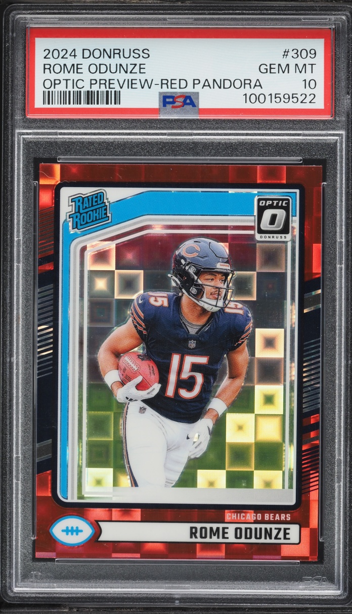 2024 Donruss Optic Preview Red Pandora Prizm Rome Odunze ROOKIE #309 PSA 10 GEM MINT