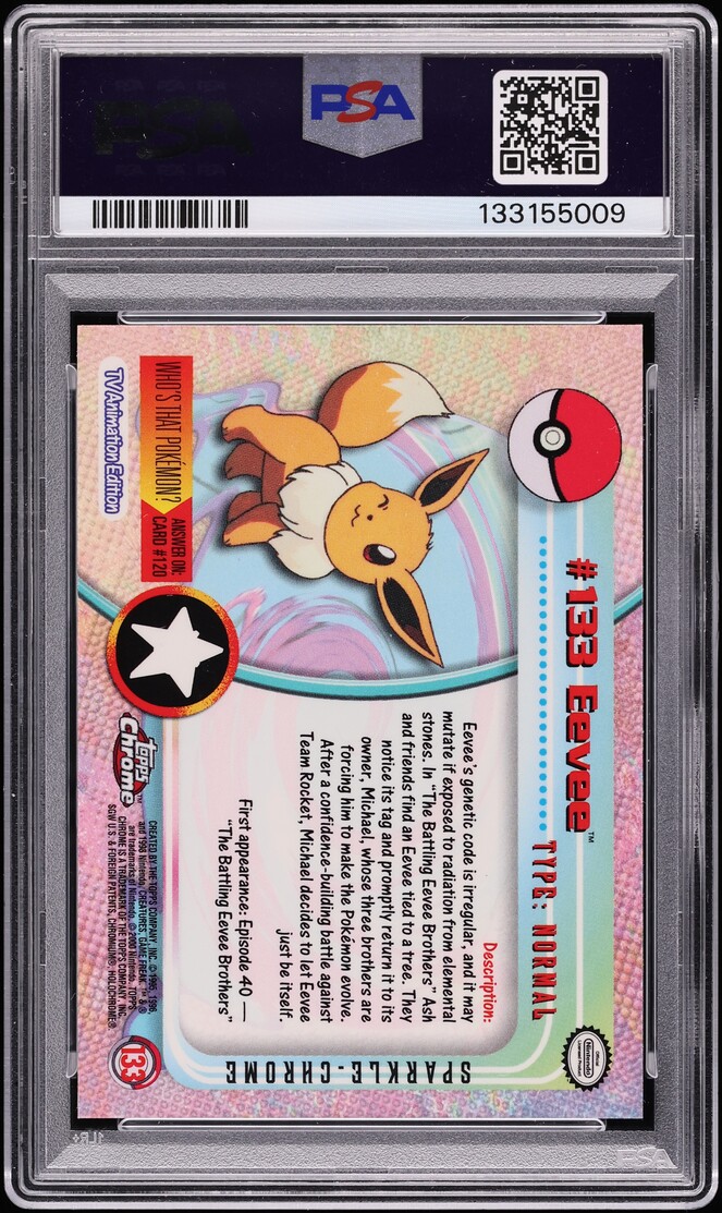 2000 Topps Chrome Pokemon TV Series 2 Sparkle Eevee #133 PSA 10 GEM MINT