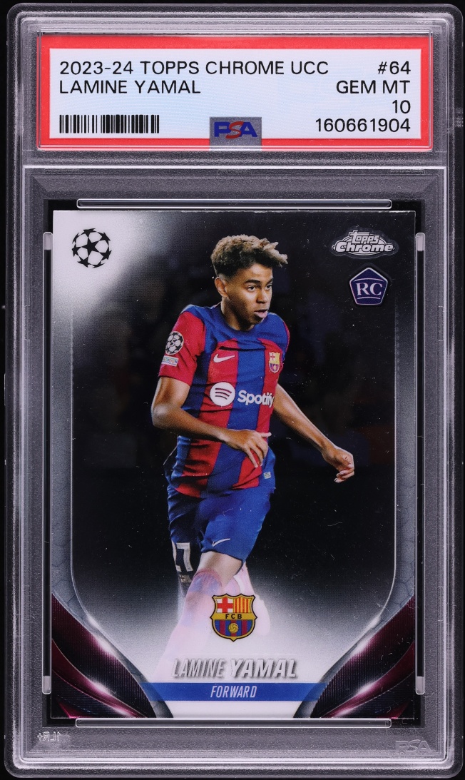 2023 Topps Chrome UEFA Club Competitions Lamine Yamal ROOKIE #64 PSA 10 GEM MINT