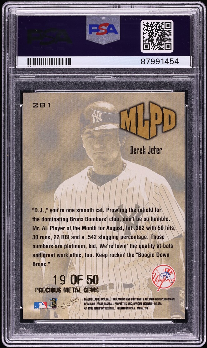 1999 Metal Universe Precious Metal Gems PMG Derek Jeter /50 #281 PSA 7 NRMT