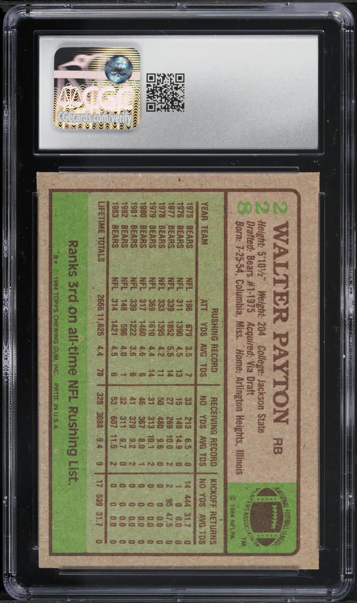 1984 Topps Football Walter Payton #228 CGC 7 NRMT