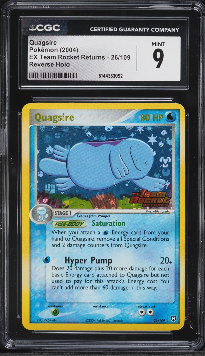2004 Pokemon EX Team Rocket Returns Reverse Holo Quagsire #26 CGC 9 MINT