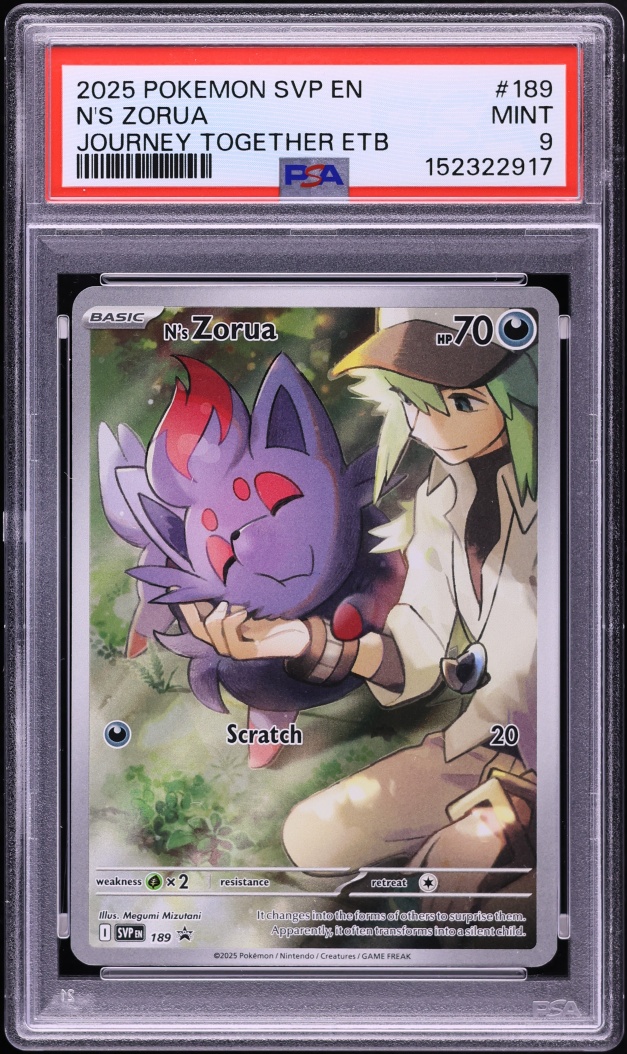 2025 Pokemon Scarlet & Violet Promo Journey Together ETB Full Art N's Zorua #189 PSA 9 MINT