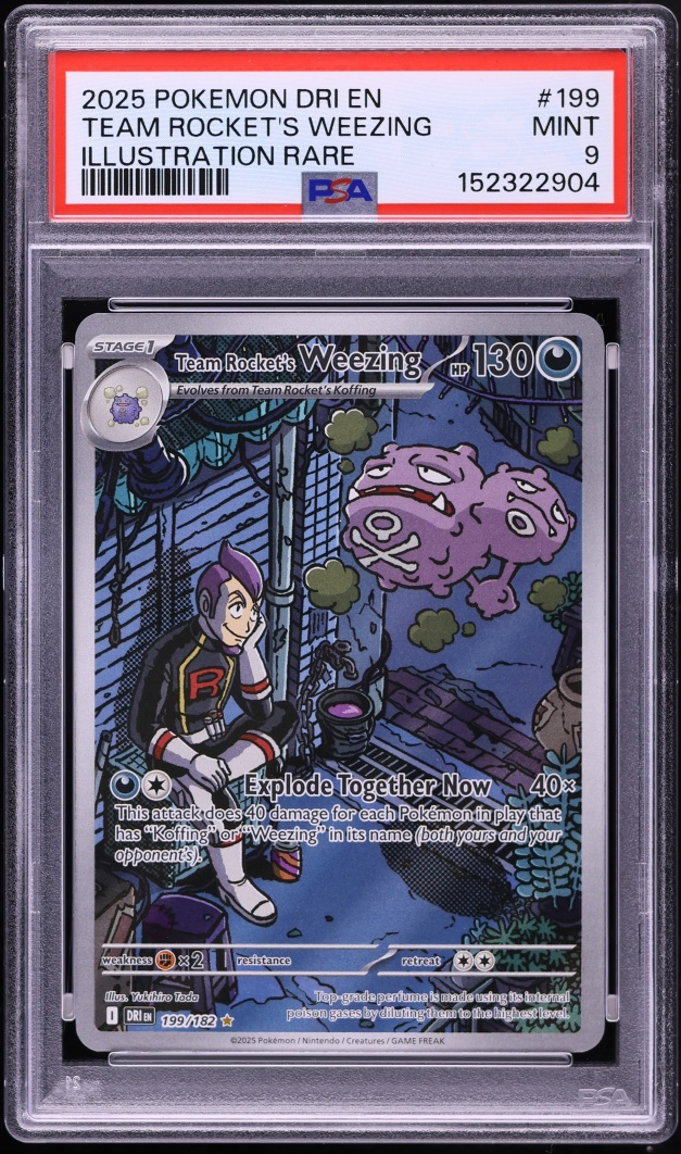 2025 Pokemon Scarlet & Violet Destined Rivals IR Team Rocket's Weezing #199 PSA 9 MINT