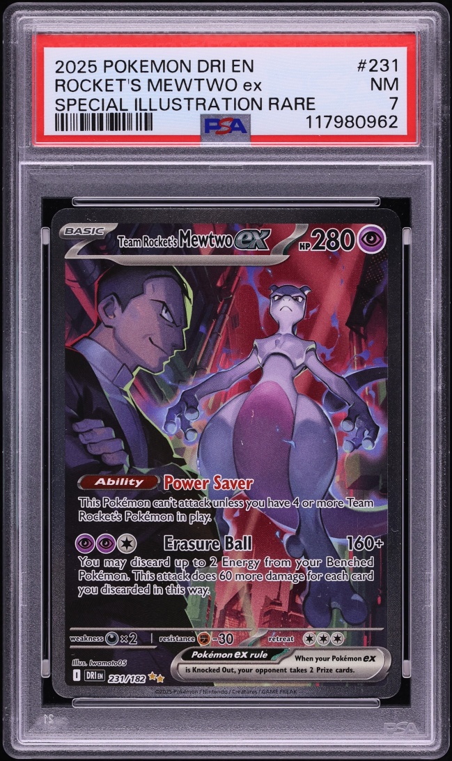 2025 Pokemon Scarlet & Violet Destined Rivals SIR Team Rocket's Mewtwo ex #231 PSA 7 NRMT