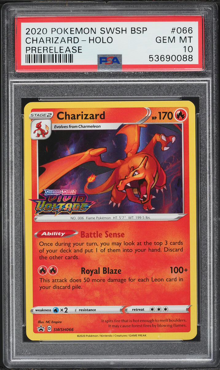2020 Pokemon Sword & Shield Promo Vivid Voltage Prerelease Holo Charizard #66 PSA 10 GEM MINT