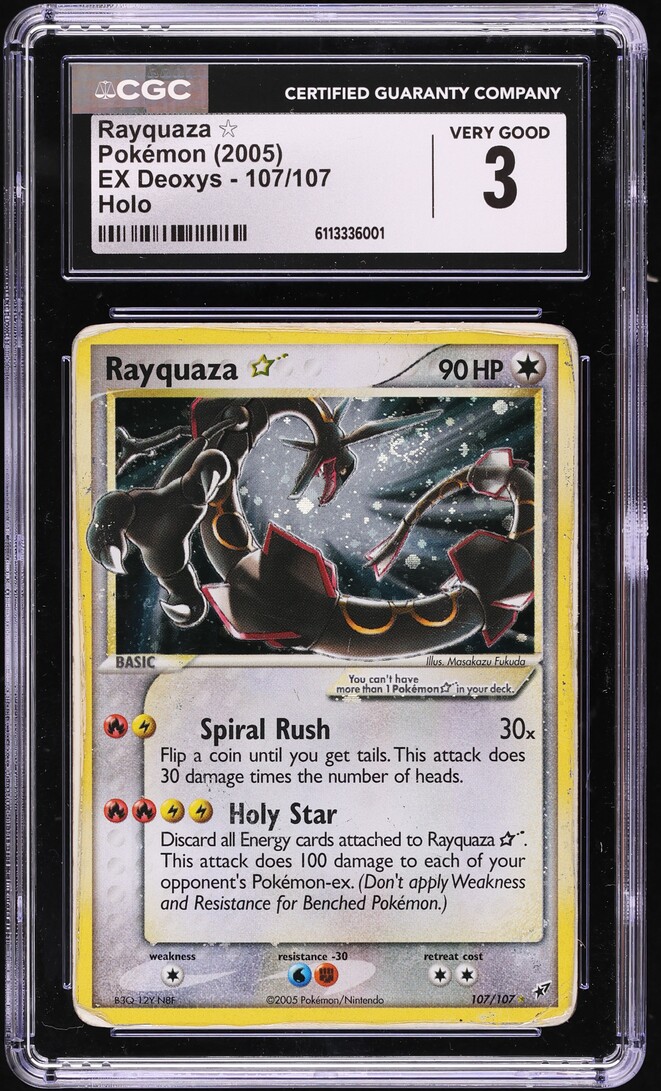 2005 Pokemon EX Deoxys Holo Rayquaza Gold Star #107 CGC 3 VG