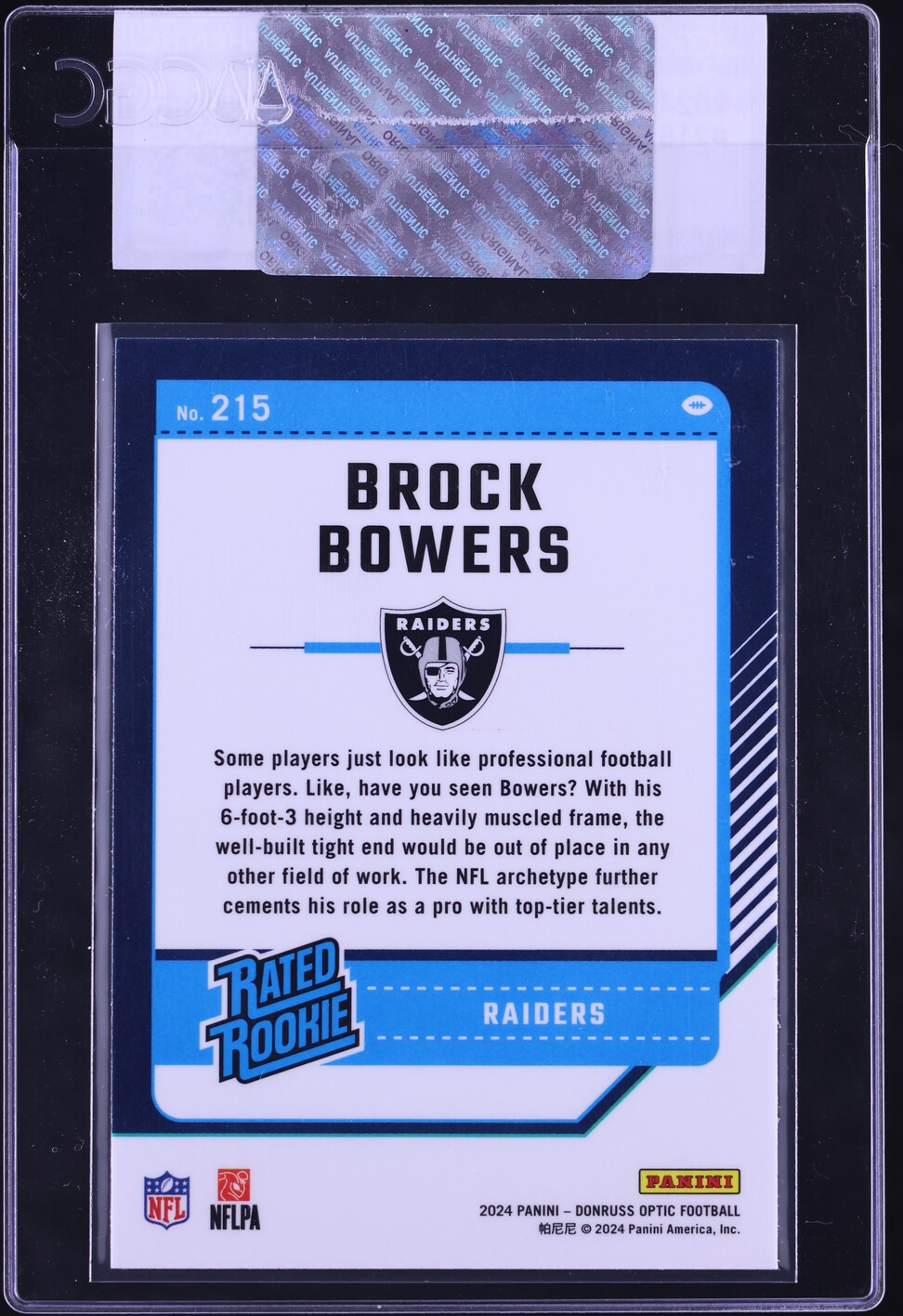 2024 Donruss Optic Brock Bowers ROOKIE #215 CGC AUTH