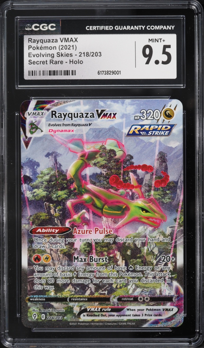 2021 Pokemon Sword & Shield Evolving Skies SEC Rayquaza Vmax #218 CGC 9.5 MINT+