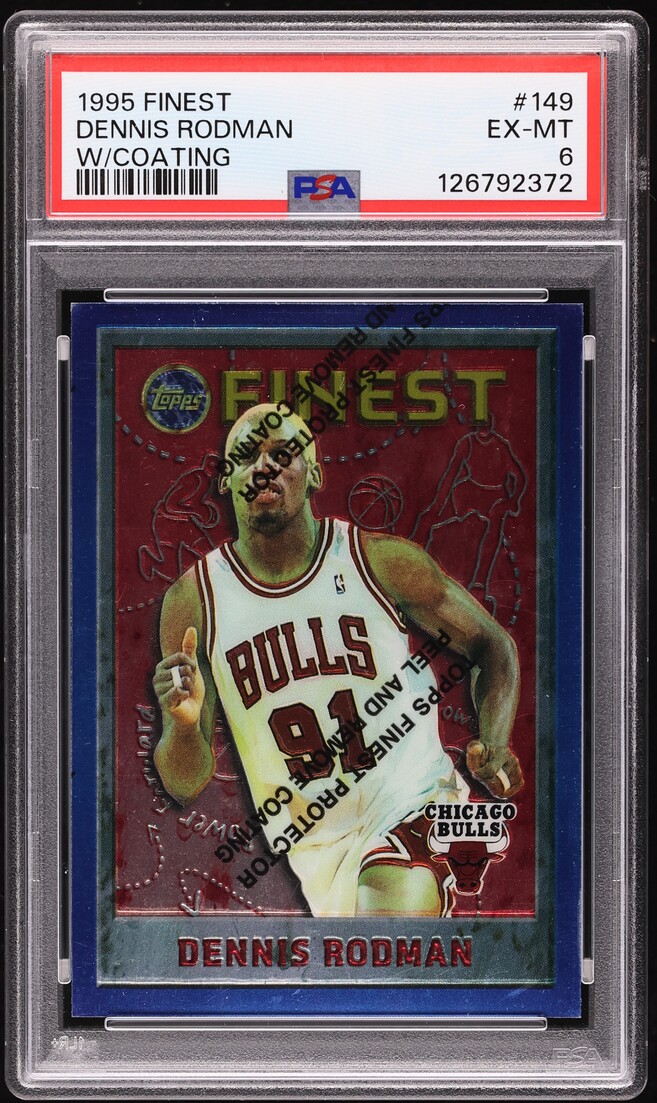 1995 Finest w/ Coating Dennis Rodman #149 PSA 6 EXMT
