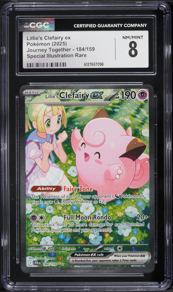 2025 Pokemon Scarlet & Violet Journey Together SIR Lillie's Clefairy EX #184 CGC 8 NM-MT