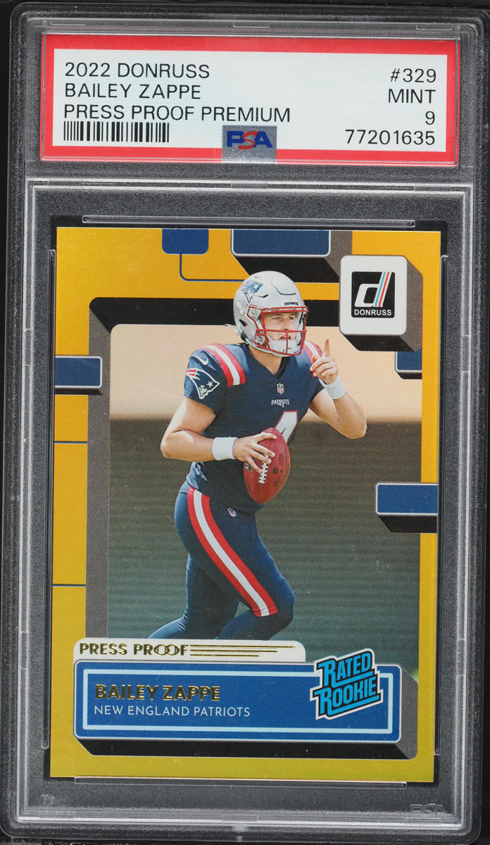 2022 Donruss Press Proof Premium Bailey Zappe ROOKIE #329 PSA 9 MINT