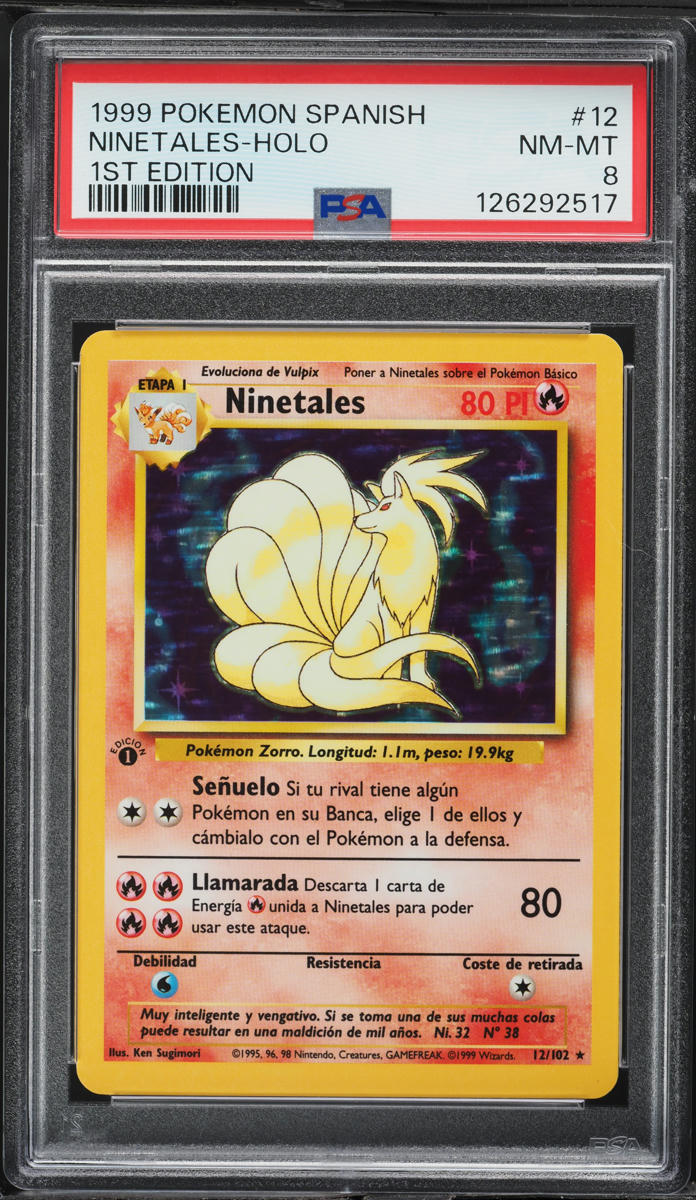1999 Pokemon Spanish Base Set 1st Edition Holo Ninetales #12 PSA 8 NM-MT
