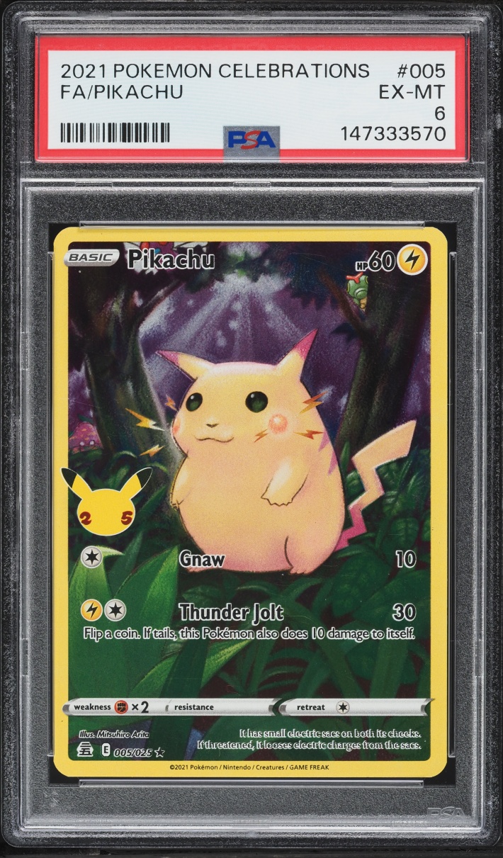 2021 Pokemon Sword & Shield Celebrations Full Art Pikachu #5 PSA 6 EXMT