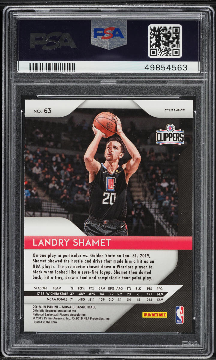 2018 Panini Prizm Mosaic Landry Shamet ROOKIE #63 PSA 10 GEM MINT