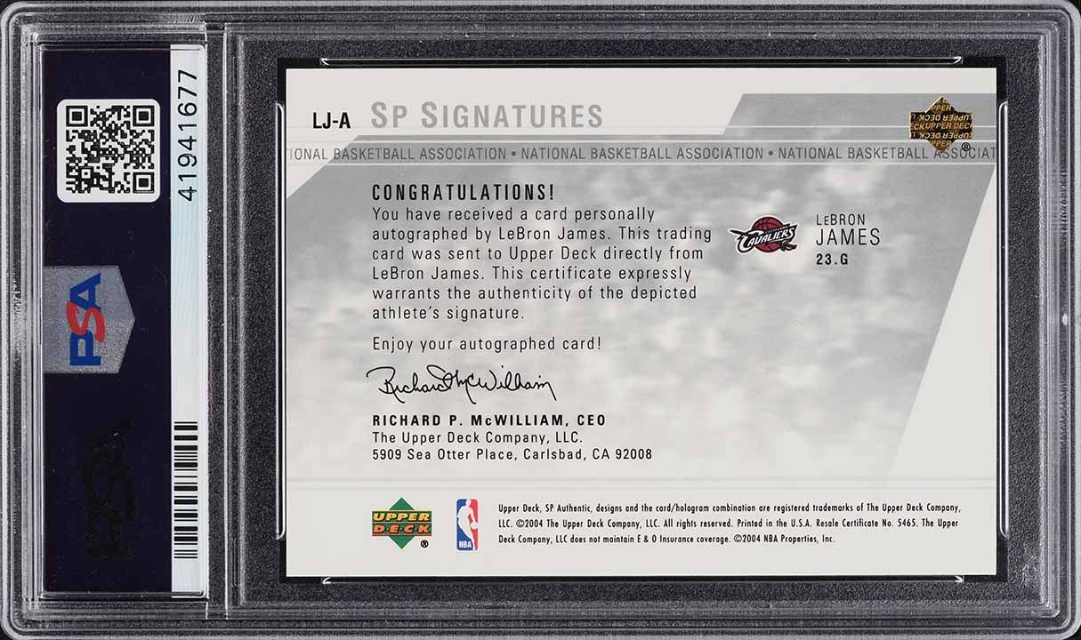 2003 SP Authentic LeBron James ROOKIE AUTO DNA 10 #LJ-A PSA 10 GEM MINT