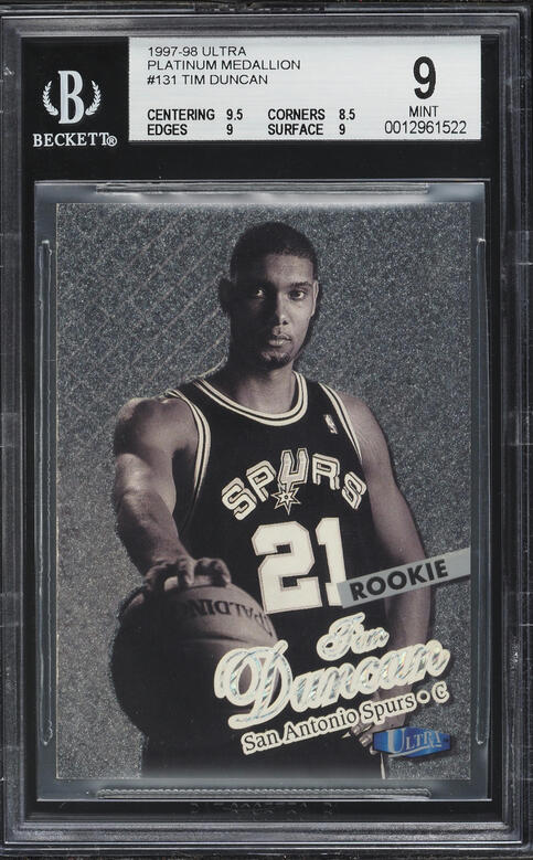 1997 Ultra Gold Medallion Tim Duncan ROOKIE #131G PSA 9 MINT on