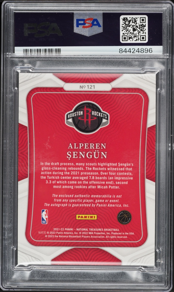 2021 National Treasures Gold FOTL Alperen Sengun ROOKIE PATCH AUTO DNA 10 /24 #121 PSA 10 GEM