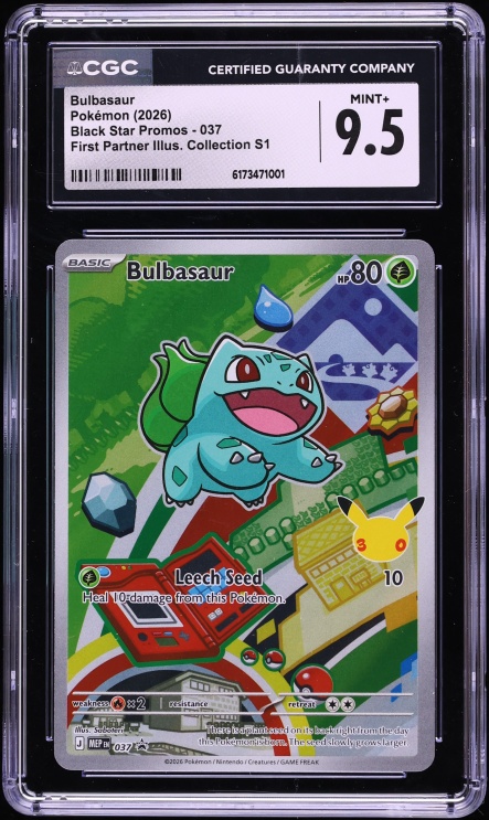 2026 Pokemon Mega Promo First Partner Illustration S1 Full Art Bulbasaur #37 CGC 9.5 Mint+