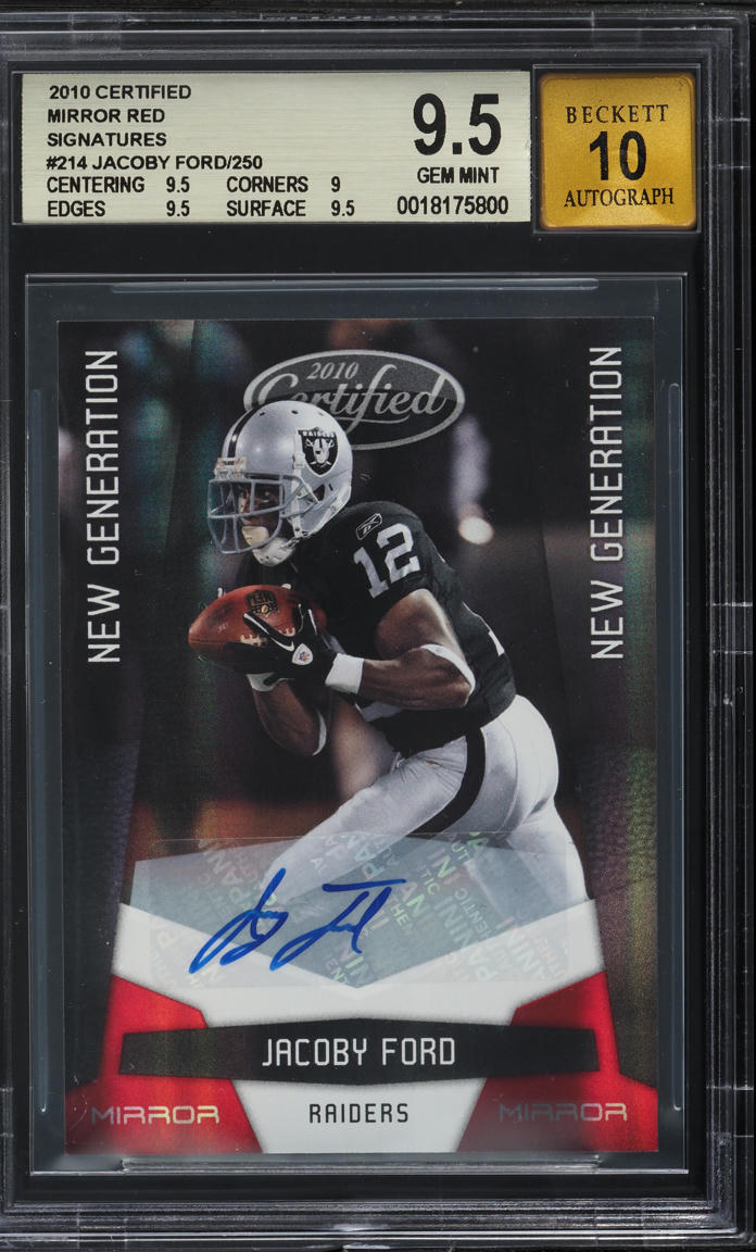 2010 Panini Certified Mirror Red Jacoby Ford ROOKIE AUTO /250 #214 BGS 9.5 GEM