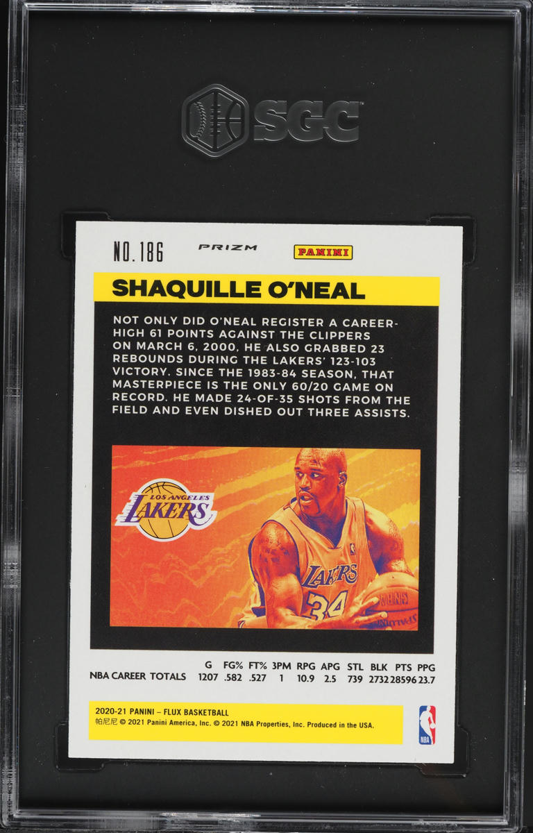 2020 Panini Flux Pulsar Prizm Shaquille O'Neal #186 SGC 9.5 MINT+