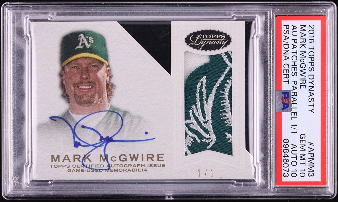 2016 Topps Dynasty Parallel Mark McGwire PATCH AUTO DNA 10 1/1 #AP-MM3 PSA 10 GEM MINT