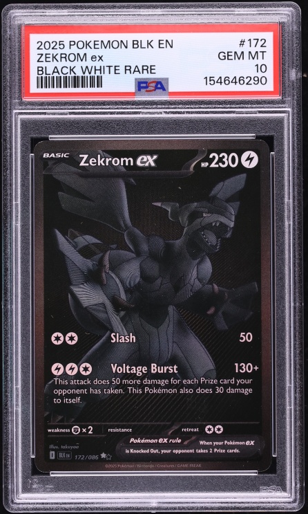 2025 Pokemon Scarlet & Violet Black Bolt BWR Zekrom ex #172 PSA 10 GEM MINT