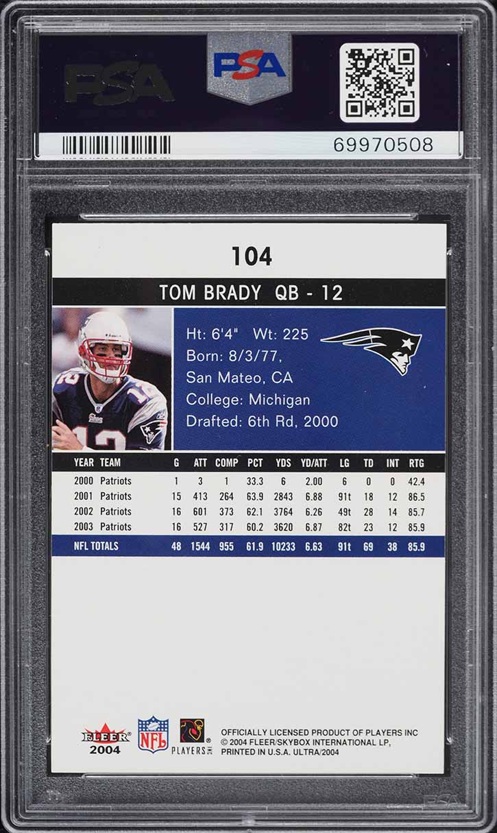 2004 Ultra Football Tom Brady #104 PSA 8 NM-MT