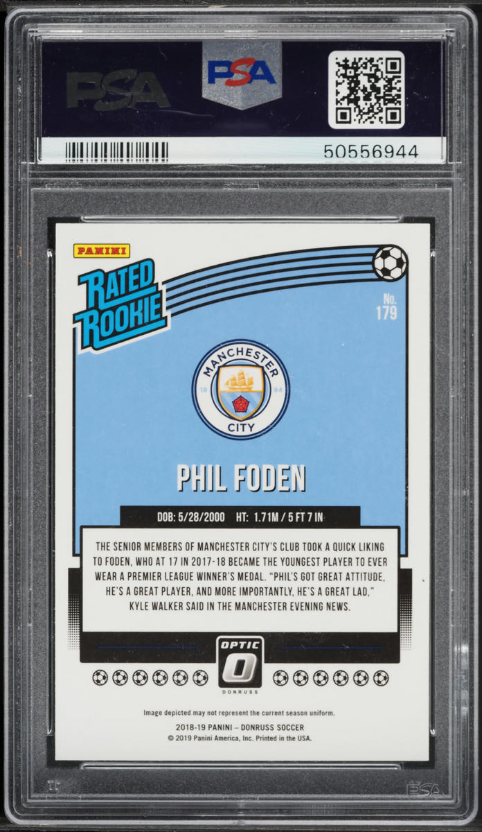 2018 Donruss Optic Phil Foden ROOKIE #179 PSA 9 MINT