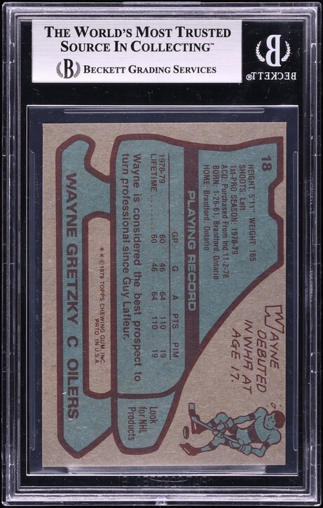 1979 Topps Hockey Wayne Gretzky ROOKIE #18 BGS 8 NM-MT